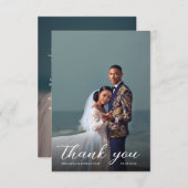 Carte De Remerciements Élégant moderne superposition Script 2 Mariage pho (Devant / Derrière)