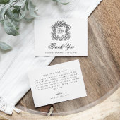 Carte De Remerciements Elégant Monogram Crest Vintage Wedding