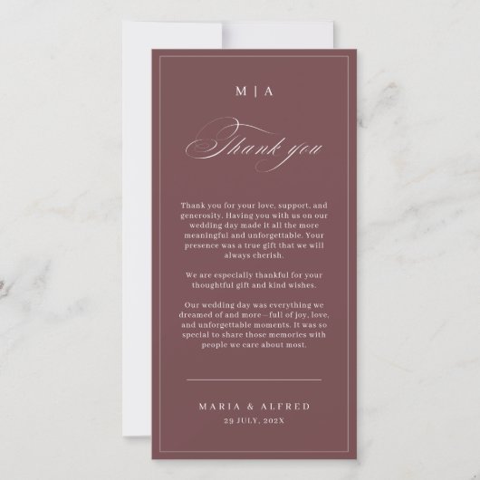 Carte De Remerciements Elegant Monogram Wedding Thank You Card QR Code (Devant)