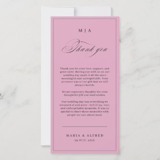Carte De Remerciements Elegant Monogram Wedding Thank You Card QR Code