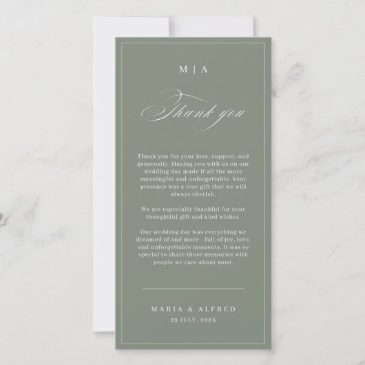 Carte De Remerciements Elegant Monogram Wedding Thank You Card QR Code (Devant)
