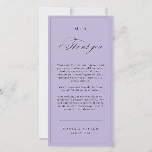 Carte De Remerciements Elegant Monogram Wedding Thank You Card QR Code (Devant)