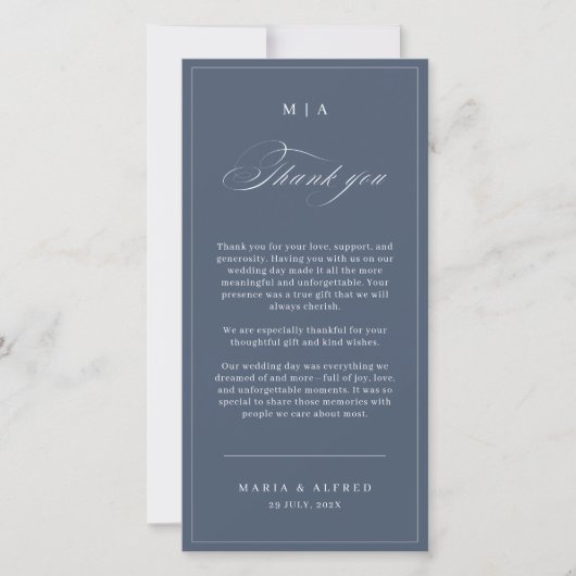 Carte De Remerciements Elegant Monogram Wedding Thank You Card QR Code (Devant)