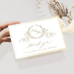 Carte De Remerciements Élégant Monogramme Champagne, Mariage Aquarelle<br><div class="desc">Merci à vos invités avec un élégant carte de remerciements de mariage personnalisé! Conception avec cadre délicat champagne et crème aquarelle, beau monogramme botanique à main de champagne avec initiales de couple, élégante phrase de remerciement et section de texte pour le personnaliser comme vous le souhaitez. Possibilité d'ajouter une photo...</div>