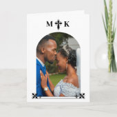 Carte De Remerciements Élégant Monogramme de Croix Décorative (Devant)