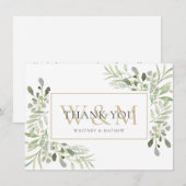 Carte De Remerciements Élégant Monogramme de Feuillage (Devant / Derrière)