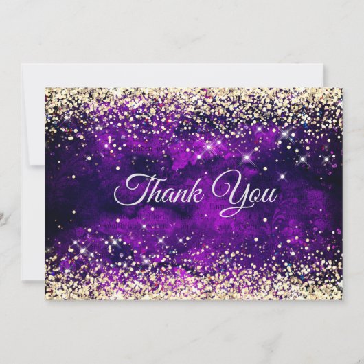 Carte De Remerciements Élégant monogramme de parties scintillant en or vi (Devant)