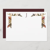 Carte De Remerciements Élégant Monogramme Or Vert Foliage (Devant / Derrière)