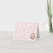 Carte De Remerciements Élégant Monogramme Personnalisé I Rose & Or Lily F (Devant)