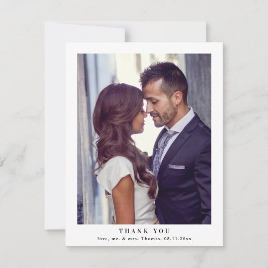 Carte De Remerciements Élégant Monogramme Verdure Feuille Photo Mariage (Devant)