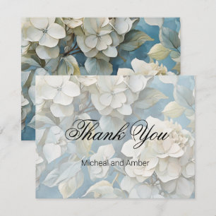 Carte De Remerciements Elégant moody bleu poussiéreux flores d'aquarelle