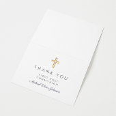 Carte De Remerciements Elegant Navy Blue Script Boy First Communion 