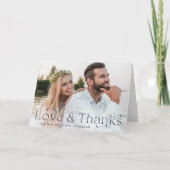 Carte De Remerciements Elegant Navy Love and Thanks Photo Mariage (Devant)