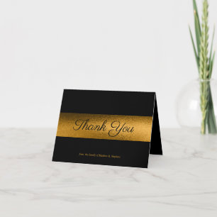 Carte De Remerciements Élégant noir Bereavement Or