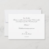 Carte de remerciements élégant noir et blanc (Dos)