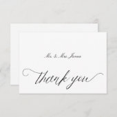 Carte de remerciements élégant noir et blanc (Devant / Derrière)