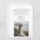 Carte De Remerciements Élégant noir et blanc 2 photos script mariage (Dos)