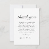 Carte De Remerciements Élégant noir et blanc Script funéraire photo (Dos)