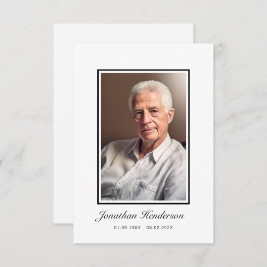 Carte De Remerciements Élégant noir et blanc Script funéraire photo (Devant / Derrière)