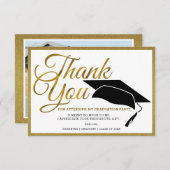 Carte De Remerciements Élégant Noir Et Or Diplômé Photo Graduate (Devant / Derrière)