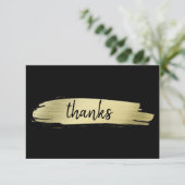 Carte De Remerciements Élégant noir et or moderne (Debout devant)