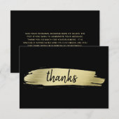 Carte De Remerciements Élégant noir et or moderne (Devant / Derrière)