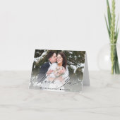 Carte De Remerciements Élégant noir Script Calligraphie Mariage photo (Devant)