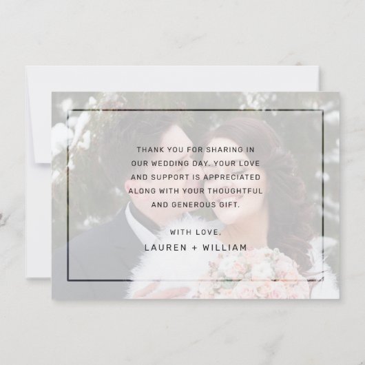 Carte De Remerciements Élégant noir Script Calligraphie Mariage photo (Dos)