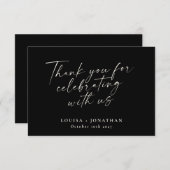 Carte De Remerciements Élégant Noir Script Custom Wedding Enclôture (Devant / Derrière)