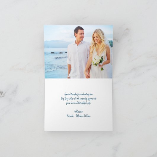Carte De Remerciements Elégant Ocean Wave Photo Plage Mariage (Intérieur)