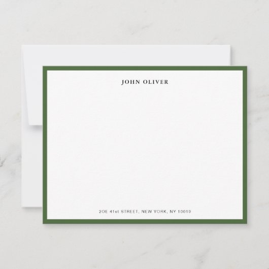 Carte De Remerciements Elegant Olive Green border flat (Devant)