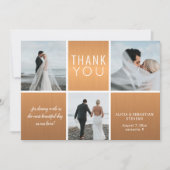 Carte De Remerciements Elégant or 4 photo collage moderne mariage (Devant)