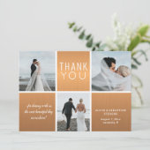 Carte De Remerciements Elégant or 4 photo collage moderne mariage (Debout devant)