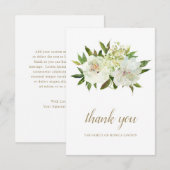 Carte De Remerciements Elégant Or Blanc Floral Moderne Funérailles (Devant / Derrière)