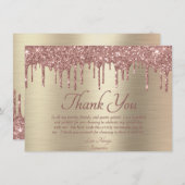 Carte De Remerciements Elégant or bleu rose Parties scintillant Drithday (Devant / Derrière)