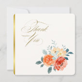 Carte De Remerciements Elégant or Blush Floral Script Mariage Photo (Devant)