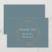 Carte De Remerciements Elégant or Floral Laurel Garland (Devant / Derrière)