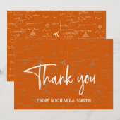 Carte De Remerciements Elegant Orange Mathematics Formulas Graduation (Devant / Derrière)