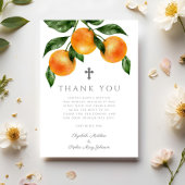 Carte De Remerciements Élégant Oranges Baptême fille