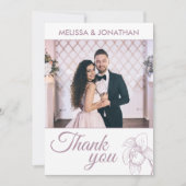 Carte De Remerciements Elégant orchidées floral moderne violet photo mari (Devant)