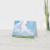 Carte De Remerciements Elegant Painted Landscape Blue Sky Clouds Wedding (Dos)