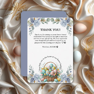 Carte De Remerciements Élégant panier d'oeufs de Pâques bleu floral