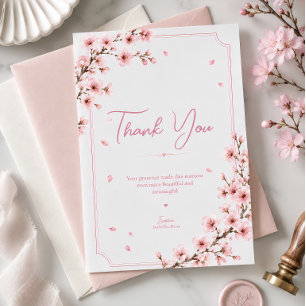 Carte De Remerciements Élégant papier à fleurs de cerisier en aquarelle b