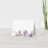 Carte De Remerciements Elégant papillon embrasse les fleurs violettes Wat (Dos)