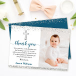 Carte De Remerciements Elégant Parties scintillant Argent Boy Baptism Pho<br><div class="desc">Elégant Pink Gold Cross Girl Baptism Photo Carte de remerciements</div>