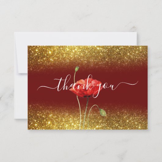 Carte De Remerciements Elégant Parties scintillant or Script Funeral Cart (Dos)