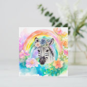 Carte De Remerciements Elégant Pastel Aquarelle Floral Zebra (Debout devant)