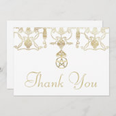 Carte De Remerciements Élégant Pentacle en Or Main de Mariage (Devant / Derrière)