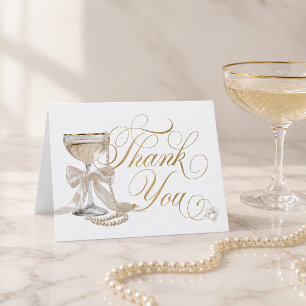 Carte De Remerciements Élégant Perles et Prosecco Enterrement de Vie de J