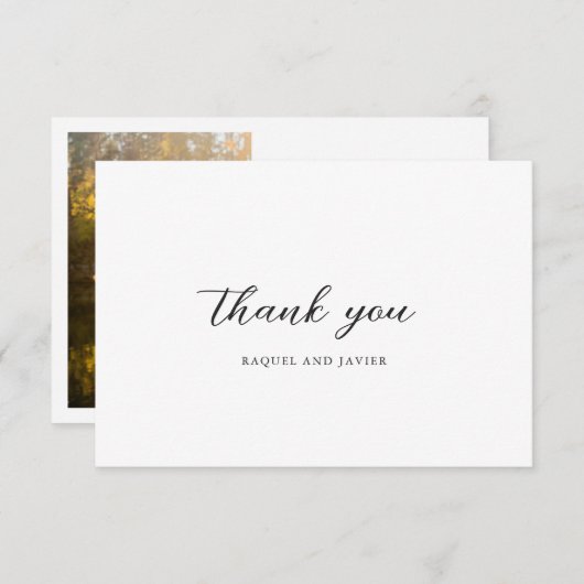 Carte De Remerciements Elegant Photo Classic Wedding (Devant / Derrière)